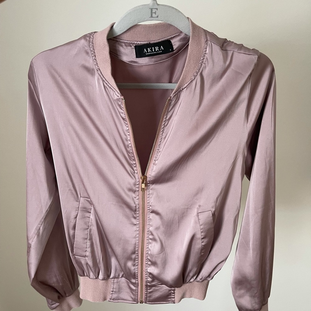 Metallic zip up bomber jacket